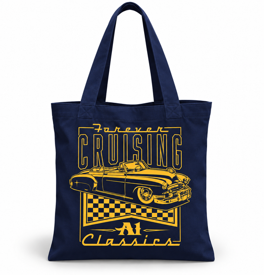 Navy "Forever Cruising" Tote Bag