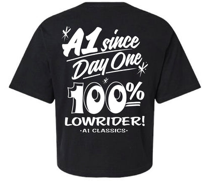Women's "100% Lowrider" Cropped Tshirt