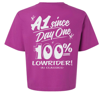 Women's "100% Lowrider" Cropped Tshirt